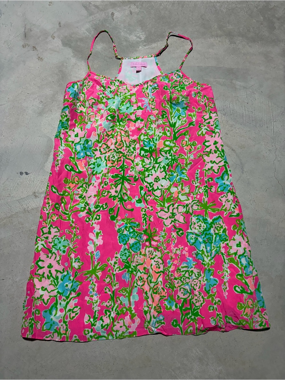 Lilly Pulitzer dusk silk Bright Pink Floral Slip Dress XS - Picture 1 of 7